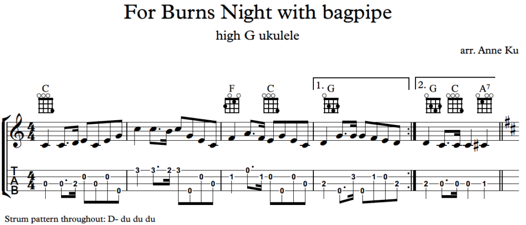 Burns Night with bagpipe, ukulele, and piano – Anne KuAnne Ku